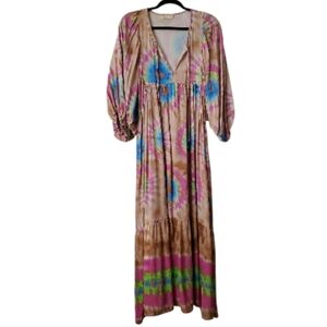 Sofia Made In Italy Mixed Print Anastasia Kaftan Midi Dress Fits 2-10 Reg. $145